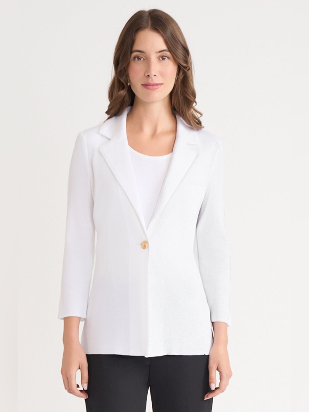 Ming Wang Tailored Single-Button Knit Jacket in JAVA NWT